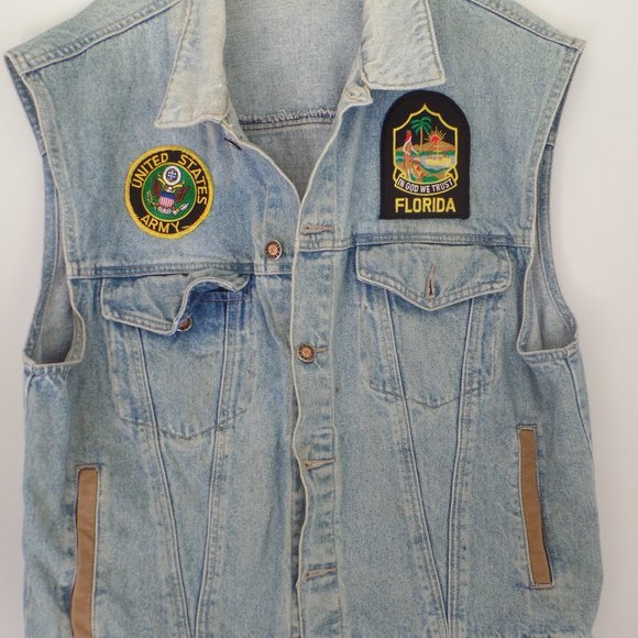 VTG Today's News Men's Denim vest with patches - 837 - Picture 1 of 9